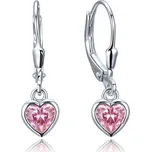 Stříbrné visací náušnice srdce STNAU2148F