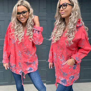 Lehká bunda s květy KERY Barva: Lososová