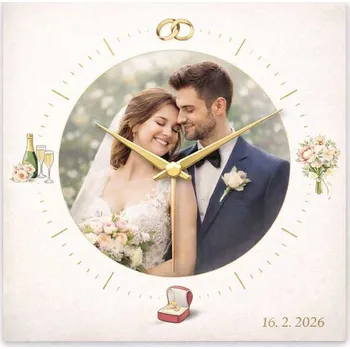 Hodiny Hodiny z vlastní fotografie - svatba 2 - 20x20 cm / Plast / Klasický