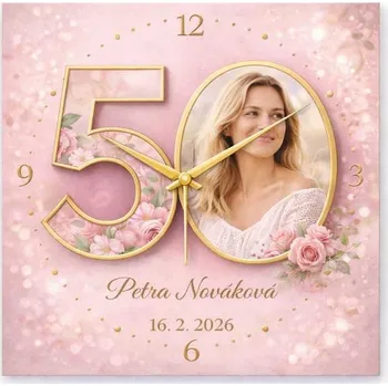 Hodiny Hodiny z vlastní fotografie k narozenínám 2 - 20x20 cm / Plast / Karikatura