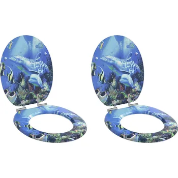 WC sedátko Toaletní sedátko s tlumeným zavíráním 2 pcs Modrá 44 x 38 cm