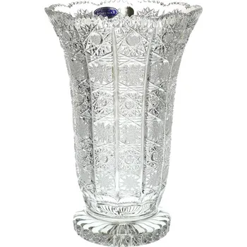 Váza Bohemia Crystal broušená skleněná váza 80838/255mm. Bohatý brus klasik.