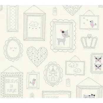 Tapeta Dětská vliesová tapeta 36991-1 šedá, obrázky, rámečky / Vliesové tapety pro děti 369911 Boys and Girls 6 (0,53 x 10,05 m) A.S.Création