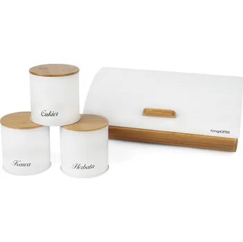 chlebník KonigHOFFER Chlebník bambus COSMIC s dózami bílý