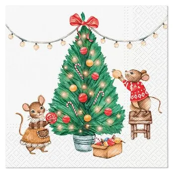 Papírový ubrousek Ubrousky PAW TETE L (20ks) Tiny Christmas