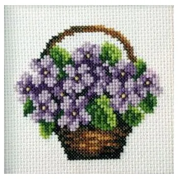 Set školních potřeb Haft krzyżykowy - Koszyk fiołków