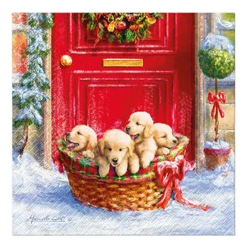 Papírový ubrousek Ubrousky PAW Dekor L (20ks) Christmas Puppies