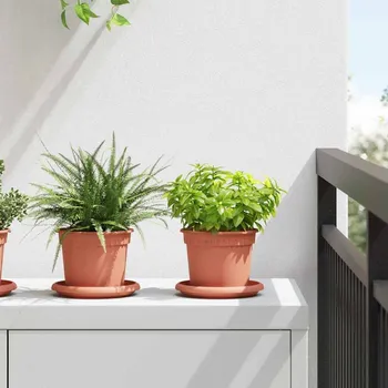 Truhlík Květináče 24 pcs Cihlově červená Ø 12,5 x 10 cm Plast