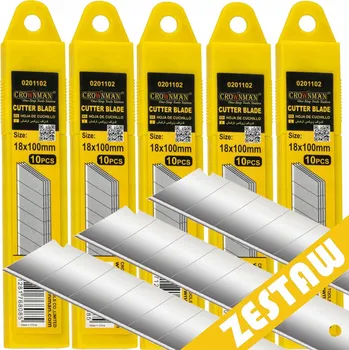 Sada nářadí Sada čepelí nožů - Náhradní čepele, odlamovací, 18 mm, 50 ks, s vložkami