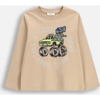 Dětské bavlněné tričko s dlouhým rukávem Coccodrillo WC6143102NBK béžová 80X, vel. 92