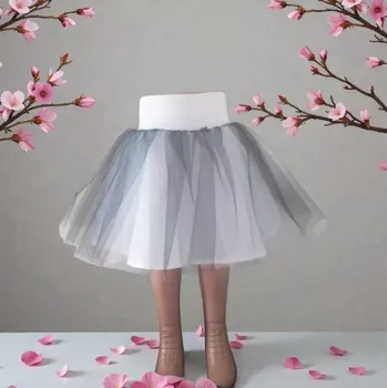 Dívčí sukně AKCE Dětská tylová tutu sukně s podšívkou – nastavitelný pas, bílá/černá, vel. 98 (Dívčí tutu sukně s podšívkou – nastavitelný pas, nadýchaná baletní sukně pro holčičky)
