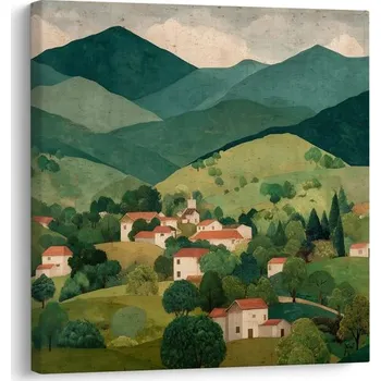 Obraz Dovido Obraz zelené kopce a domy