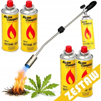 Plynová kartuše Plynová kartuše 4× + plynový hořák na zapalování grilu, kartuše, opalovač