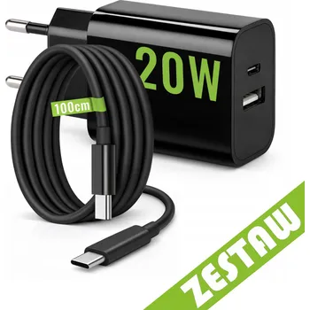 Cestovní adaptér Sada: rychlá síťová nabíječka USB / USB-C / USB-A + kabel USB-C 1 m (100 cm), 20 W