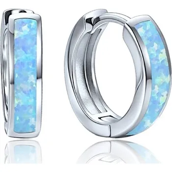 Náušnice Stříbrné naušnice kruhy s modrými opály STNAU2146F