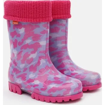 Dívčí holínky Dětské zateplené holínky Demar Twister Lux Print C srdíčka