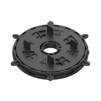 Rektifikační terč pod terasová prkna H 16-22 mm (Výškově stavitelný terč pod dřevěné nebo WPC terasy s výškou od 16 mm do 22 mm | základna Ø 150 mm | mezera na hranoly 60 mm | nosnost 1100 Kg/Ks)