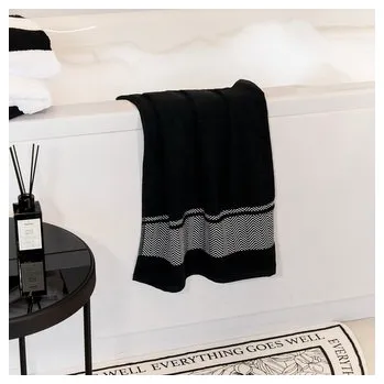 Sprchový závěs Ręcznik | MAIARA | bawełniany czarny z ozdobnym przeszyciem | 50x90 cm | 897233