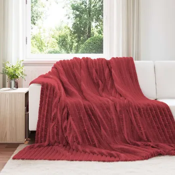 Přehoz na lůžko Plažová deka Bordeaux červená 270 x 240 cm Fleece