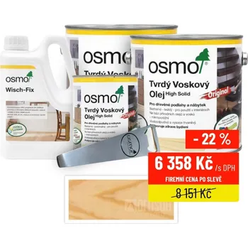 Olej na dřevo OSMO sada - Tvrdý voskový olej pro interiéry 2x 2.5 l + 0.75