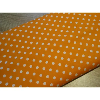 Pro útulný domov bavlněná látka ORANŽOVÁ s bílými puntíky 6 mm