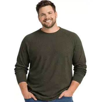 Pánské tričko Pánské tričko Jack & Jones s dlouhým rukávem velká velikost 12294247 olivově zelená (5XL)