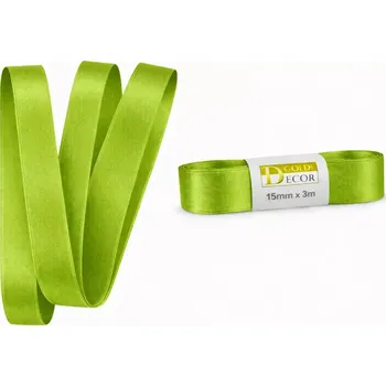 Stuha Stuha saténová hráškově zelená - skládaná 15mm x 3m (6,-Kč/m) (Hráškově zelená (Pea Green) saténová stuha, skládaná ( bez plastové cívky), kvalitní oboustranný satén)
