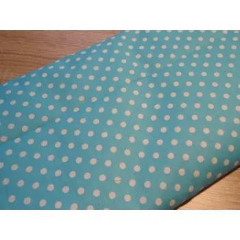 Pro útulný domov bavlněná látka TYRKYSOVÁ s bílými puntíky 6 mm