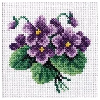 Set školních potřeb Haft krzyżykowy - Fiołki