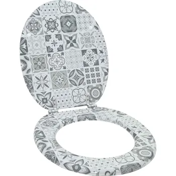 WC sedátko Toaletní sedátko s tlumeným zavíráním Šedý 44 x 38 cm MDF deska