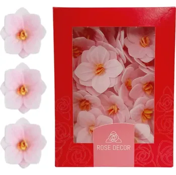 Jedlá dekorace na dort Dekorace oplatková - Hortenzie růžová stínovaná 18 ks