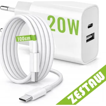 Nabíječka baterií Rychlá síťová nabíječka USB / USB-C / USB-A + kabel USB-C 1 m (100 cm), 20 W – sada