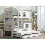 Dětská patrová postel pro 3 - Amelia Barva dřeva: Bílá barva, 90x200 cm