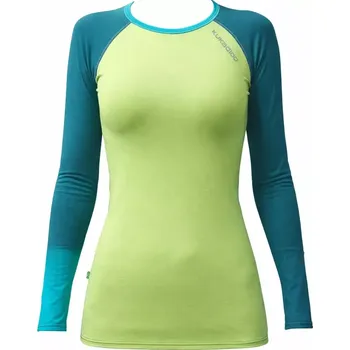 Dámské tričko Funkční tričko dámské bambusové s dl. rukávem - zelené - petrolejové rukávy