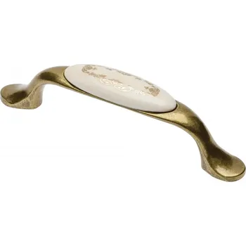 Nábytkové kování 66001-úchytka 96mm porcelán zlatý ornamont (úchytka 96mm porcelán zlatý ornament – stylový doplněk pro váš nábytek)