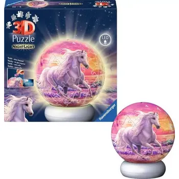 3D puzzle RAVENSBURGER Svítící 3D puzzle Kůň (Noční edice) 72 dílků