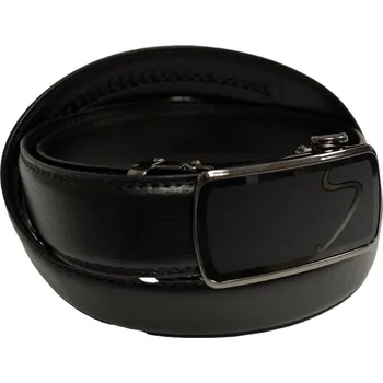 Spona na kravatu Pánský kožený opasek vzor N092 - černý - černá/130 cm