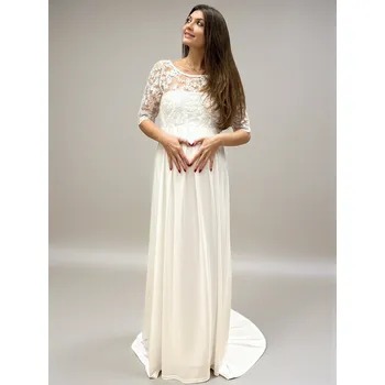 Těhotenské šaty Těhotenské svatební šaty Melora - sněhově bílé s krajkou Velikost: L