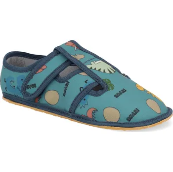 Dívčí bačkory Barefoot dětské přezůvky KTR - Dino modré Velikost: 24
