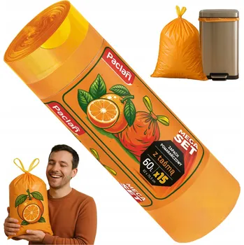 Pytle na odpadky Voňavé pytle na odpadky se stahovací šňůrkou 60 l, sada 15 kusů