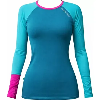 Dámské tričko Funkční tričko dámské bambusové s dl. rukávem - petrolejové - fuchsiový rukáv