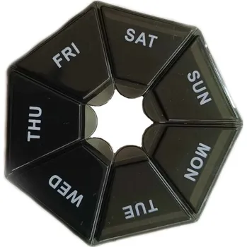 Dávkovač léků Pill Box - Kulatý dávkovač na léky 7 dní - černý