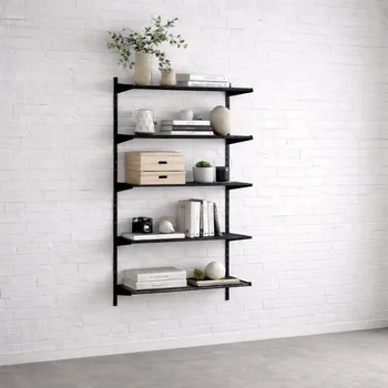 regál Walteco Nástěnná regálová sestava SINGLE, 1500x830 černá Hloubka: 330 mm