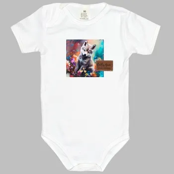 Bodyčko - Bílé Pejsek - krátký rukáv Velikost: 80