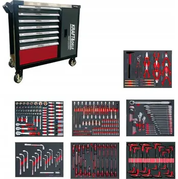 Dílenský vozík Kraft&Dele černý, 7 zásuvek, 299 dílů