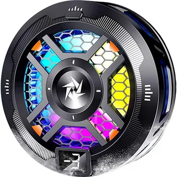 Techsuit - Chladič na telefon (SL18) - magnetický, zobrazení teploty, RGB světla, rychlé chlazení, univerzální - černý