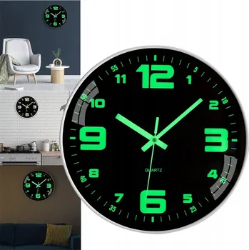 Hodiny SVÍTÍCÍ HODINY NA ZEĎ DO LOŽNICE A OBÝVACÍHO POKOJE S TICHÝM MECHANISMEM 30CM