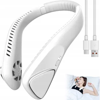 Domácí ventilátor VENTILÁTOR NA KRK LEHKÝ BEZLOPATKOVÝ BÍLÝ PŘENOSNÝ NA CESTY