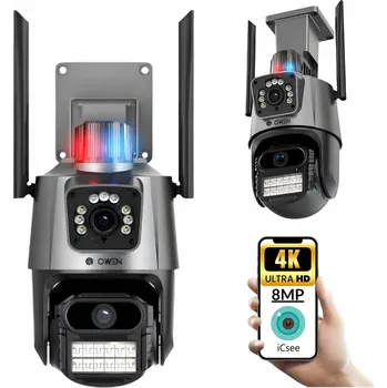 Bezpečnostní kamera Owen IP kopulovitá kamera 2 objektivy 4MP + 4MP WiFi otočná 8 Mpx