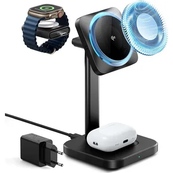 ESR - Nabíjecí stanice CryoBoost (2C5880861) - pro telefon, Apple Watch, AirPods, odnímatelná nabíječka hodinek, Qi2 - černá